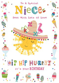 Niece Happy Birthday Card Lots Of Love Sun Hat & Ice Cream Design