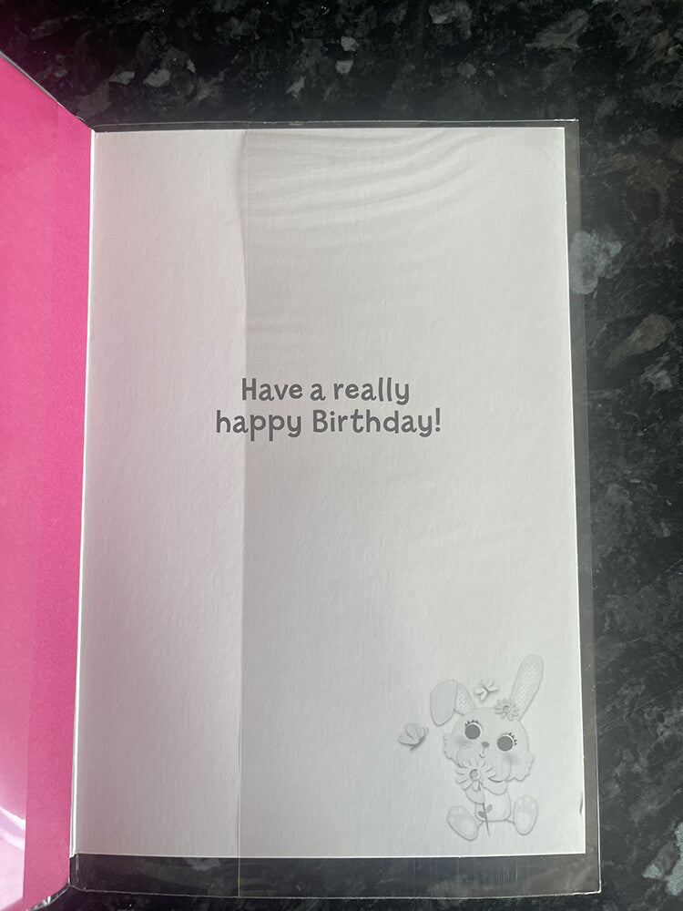 Granddaughter Happy Birthday Card Cute Rabbit Flowers Butterflies