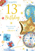 Happy 13th Birthday Card Male Foil Finish 8" x 6" Lovely Verse