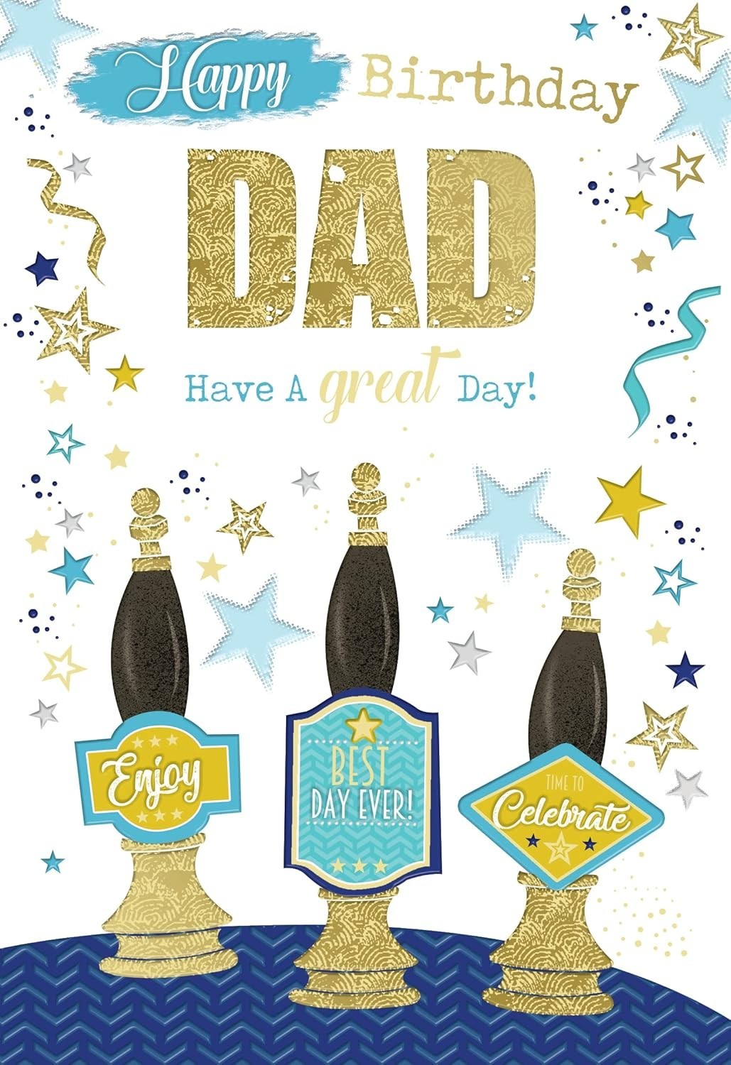 Birthday Card For Dad 13x19cm Beer Pump Handles Design With Verse Inside