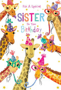 Sister Birthday Card Giraffes 9" x 6" Lovely Verse