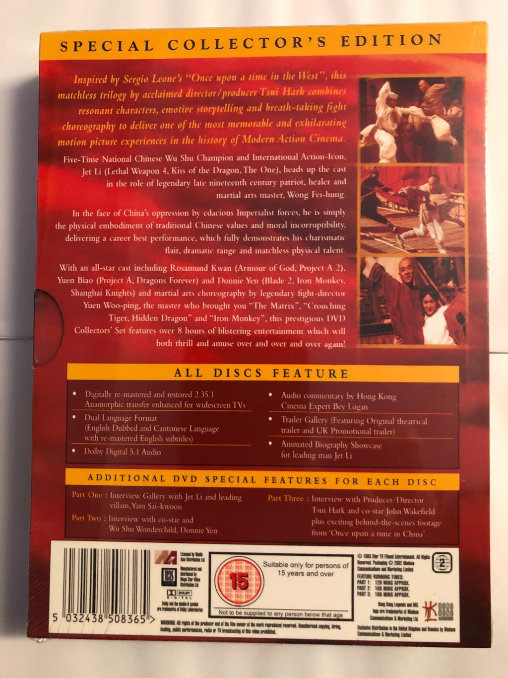 ONCE UPON A TIME IN CHINA TRILOGY DVD PART 1 2 3 MOVIE FILM Original UK Release