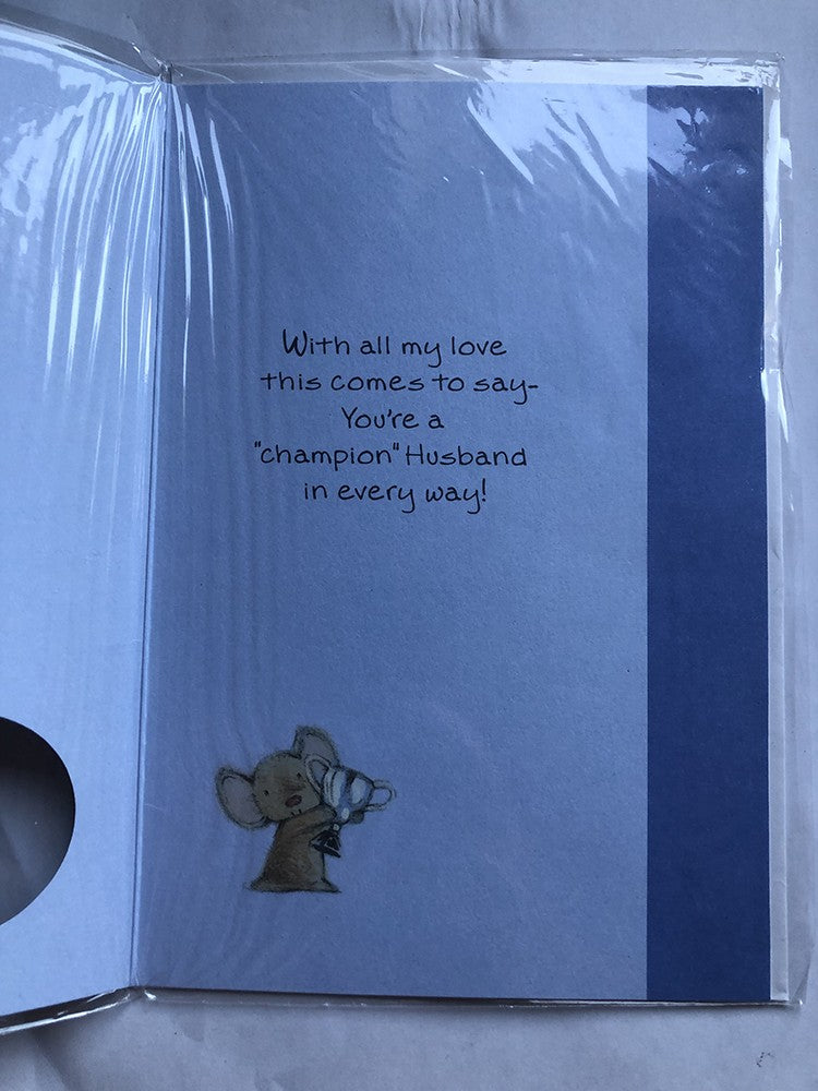 Husband Happy Anniversary Card Cute Bear Football Ball Scarf Flag Die Cut