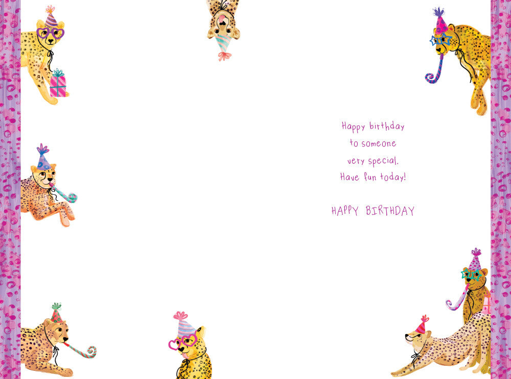 Granddaughter 8th Birthday Card Age 8 Cheetahs 9" x 6" Lovely Verse