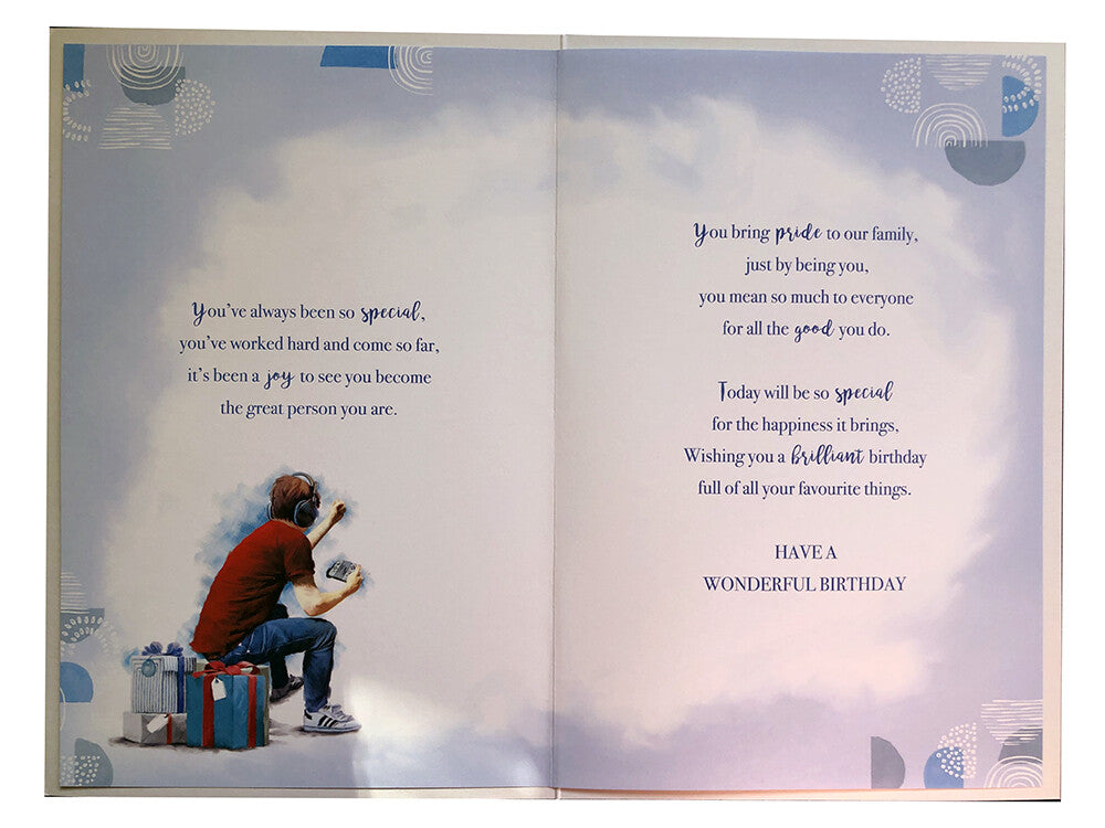 16th Birthday Card Son - Gamer Music Lover Design ~ Approx 6"x9"