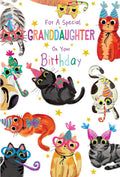 Granddaughter Birthday Card Cats 9" x 6" Lovely Verse