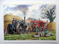Men Threshing Steam Engine Farm Hay Design Nostalgic Open Birthday Card