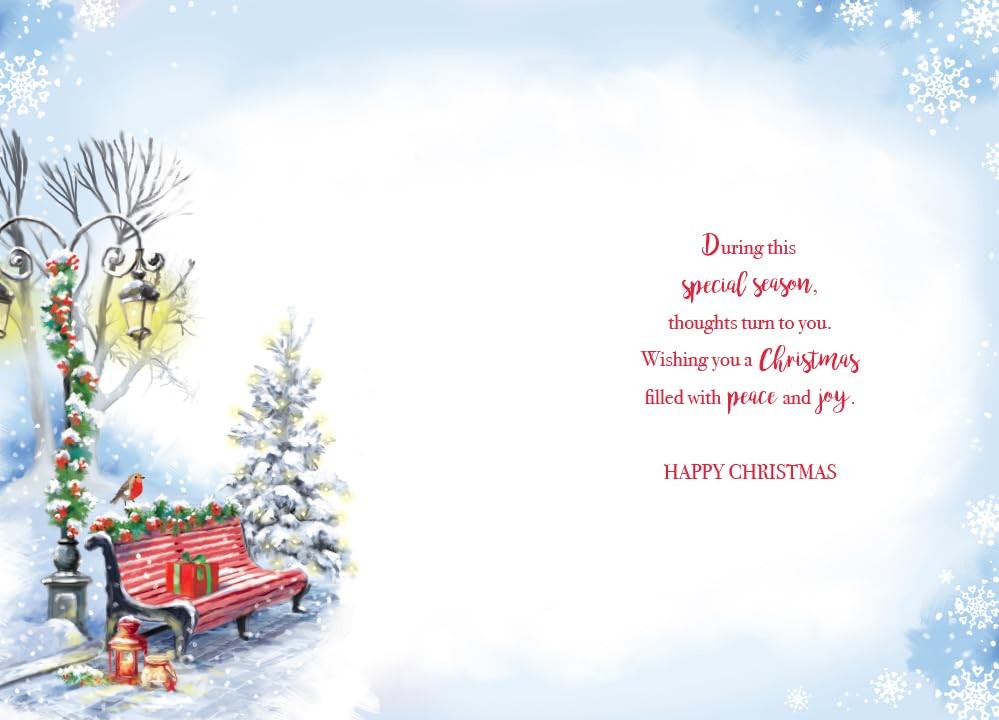 Open Christmas Card Especailly For You Bench Robin 7.5" x 5" Lovely Verse