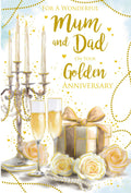 Mum & Dad Golden 50th Wedding Anniversary Card - High Quality Bright Modern Card