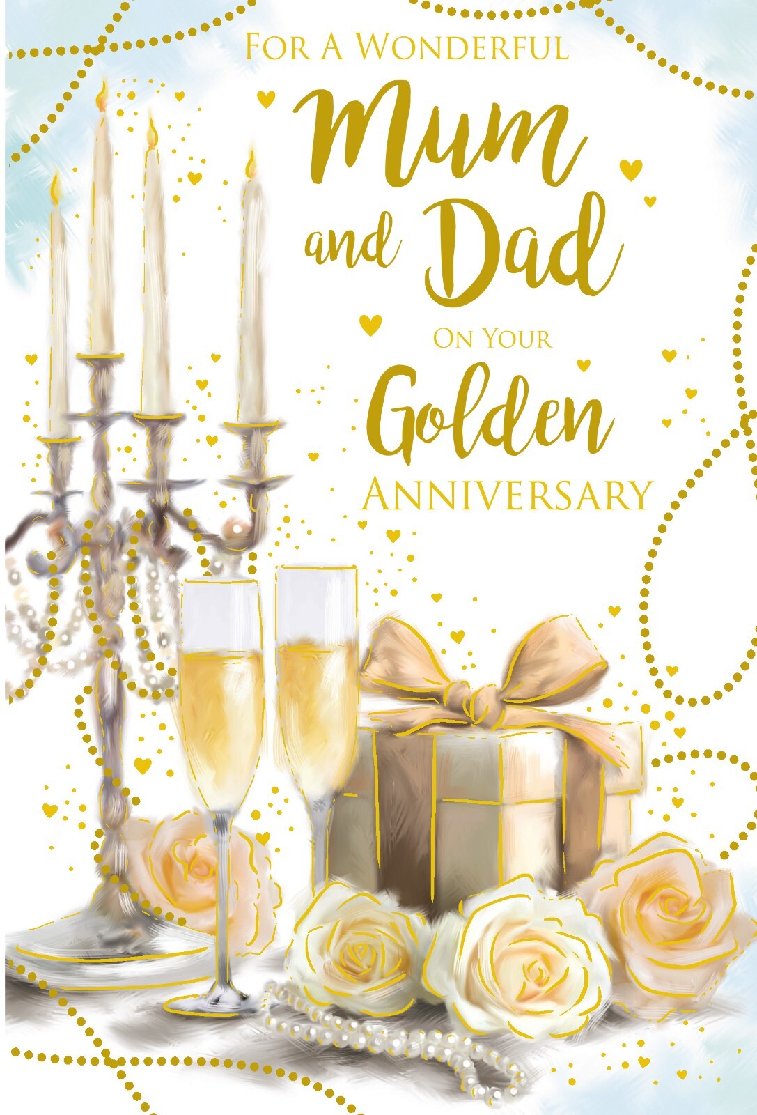 Mum & Dad Golden 50th Wedding Anniversary Card - High Quality Bright Modern Card