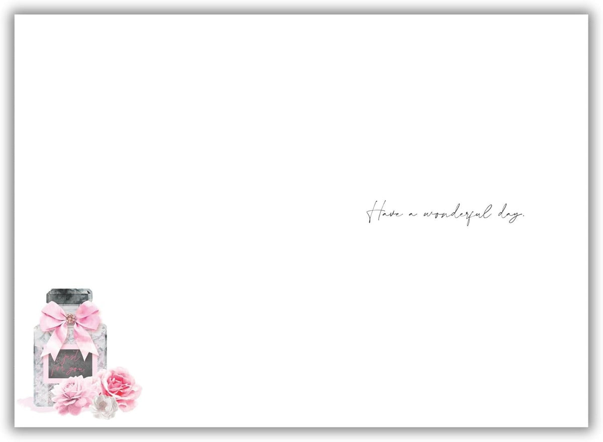 Birthday Card for Friend  Perfume Bottle & Floral Design Modern Finish  13x19cm