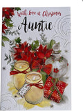 Auntie Christmas Card Gifts Candles Poinsettia & Holly Design Lovely Verse