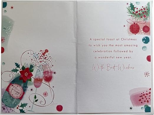 Wonderful Friend Christmas Card Champagne & Glasses Design Lovely Verse