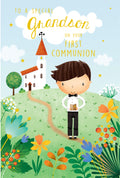 Grandson First Holy Communion Card - Boys Religious Greeting Card