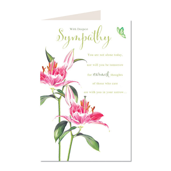 With Deepest Sympathy Card Bereavement Flower Design Bright Modern Cascade