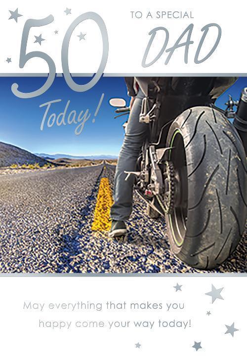 Dad 50th Birthday Card 50 Today Happy To A Special  Motorbike Design
