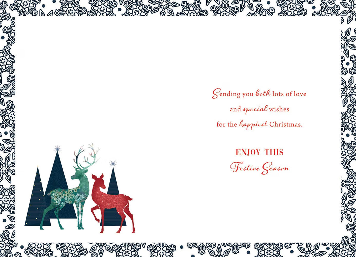 Nan & Grandad Christmas Card Stag & Doe Deer Design Lovely Verse