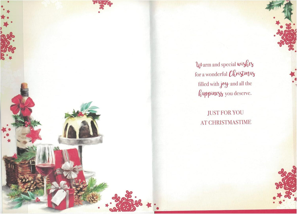Son & Daughter In Law Christmas Card Large Traditional Xmas Design 9" X 6"