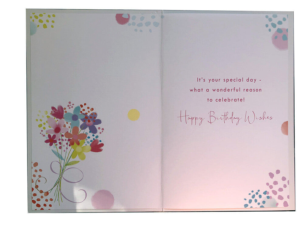 Nan Happy Birthday Card Bright Flowers & Bow Lovely Verse