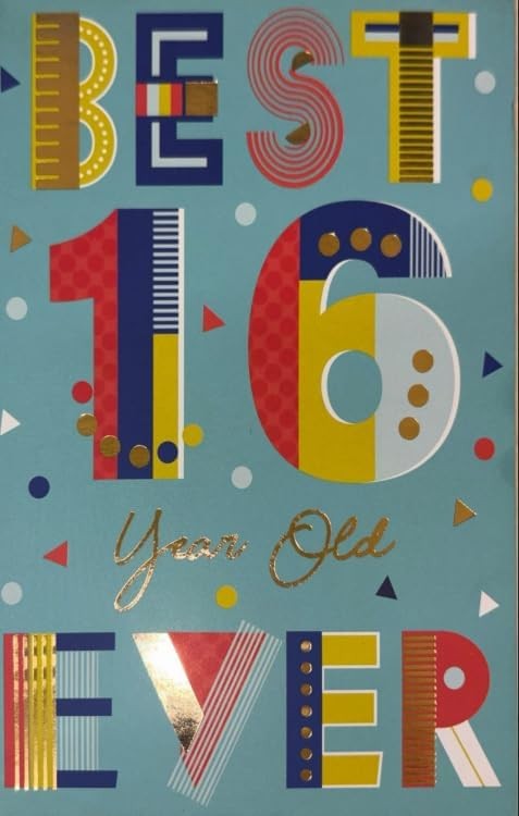 16th Birthday Card 13cm x 19cm Best Ever Design Printed Verse Colour Insert