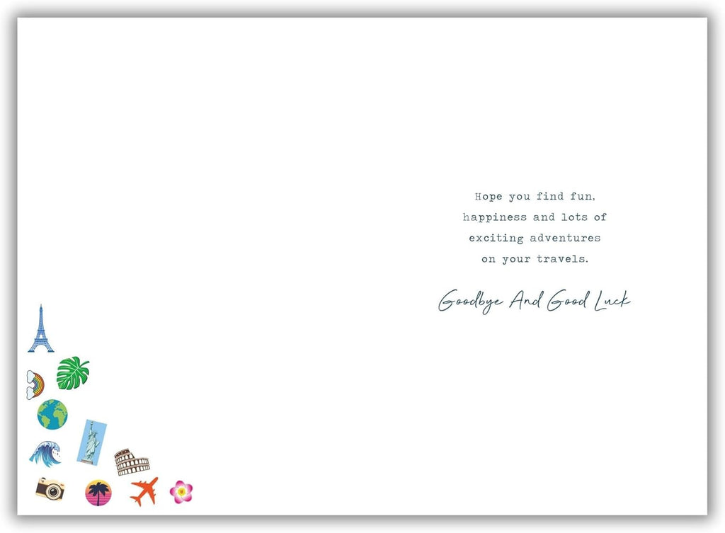 Travel Farewell Card Suitcase Design & Adventure Verse Quality Finish  14x21cm