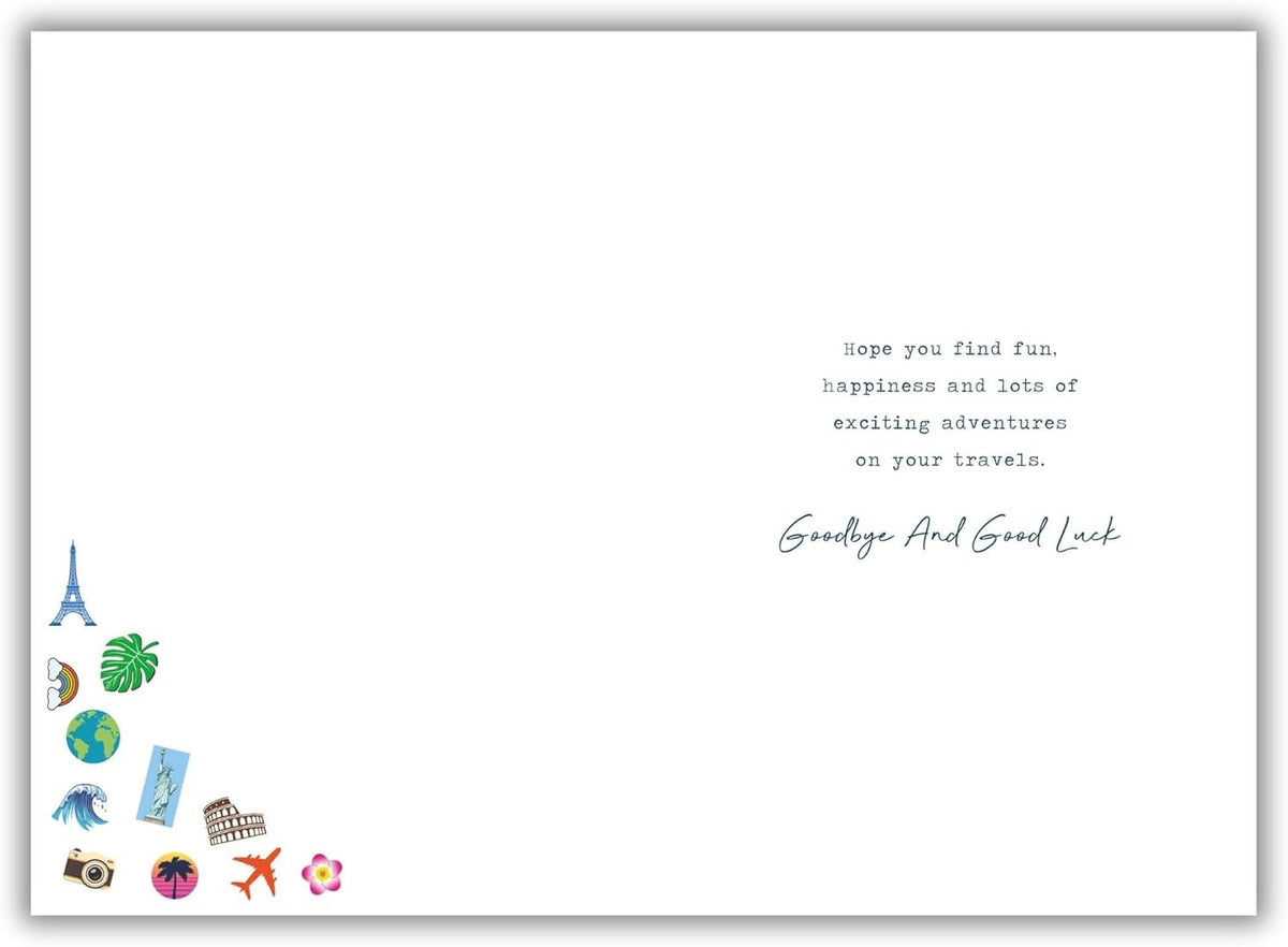 Travel Farewell Card Suitcase Design & Adventure Verse Quality Finish  14x21cm