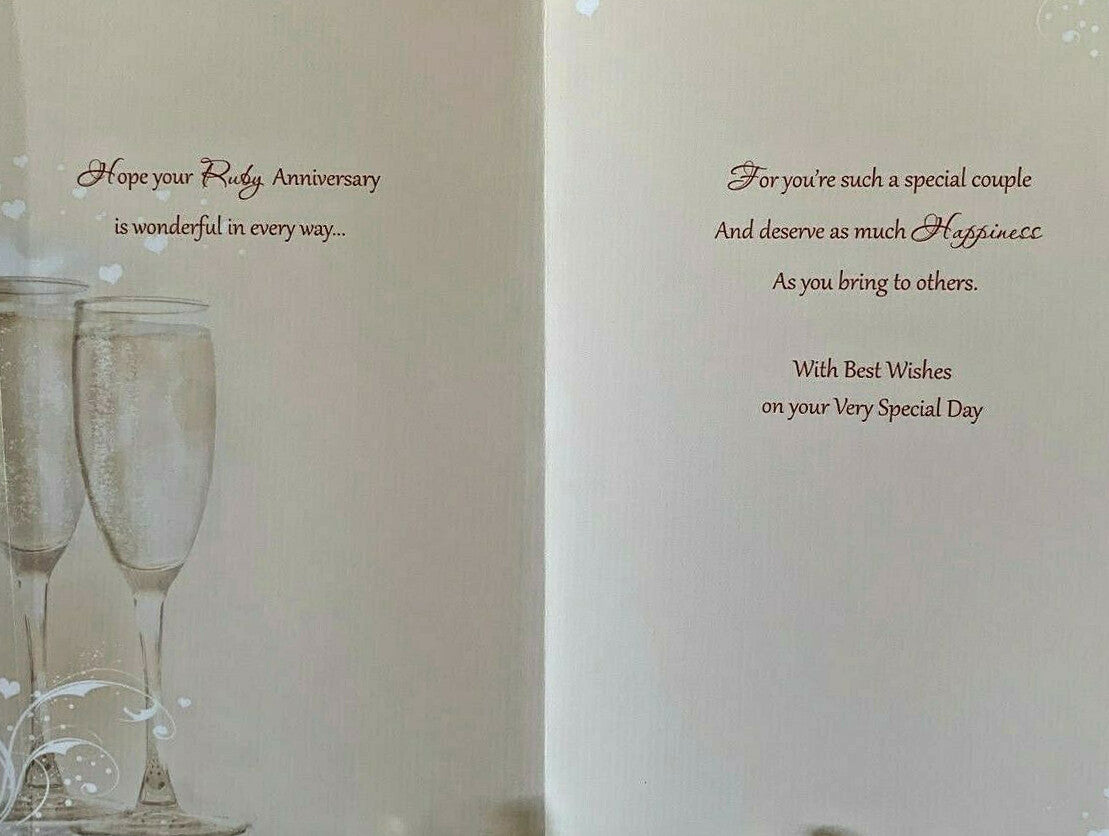 40th Ruby Anniversary Card On Your Champagne Design Greeting  Lovely Verse