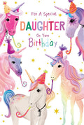 Daughter Birthday Card Unicorns 9" x 6" Lovely Verse