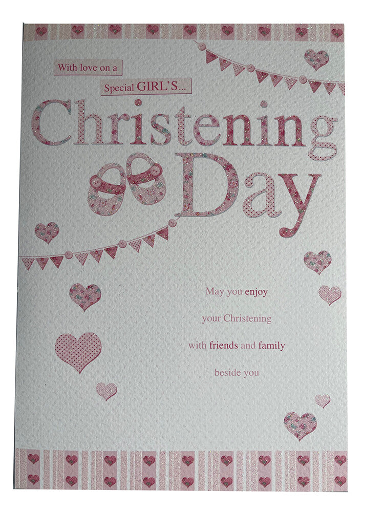 Girls Christening Day Card With Love On A Special Girl's Greeting