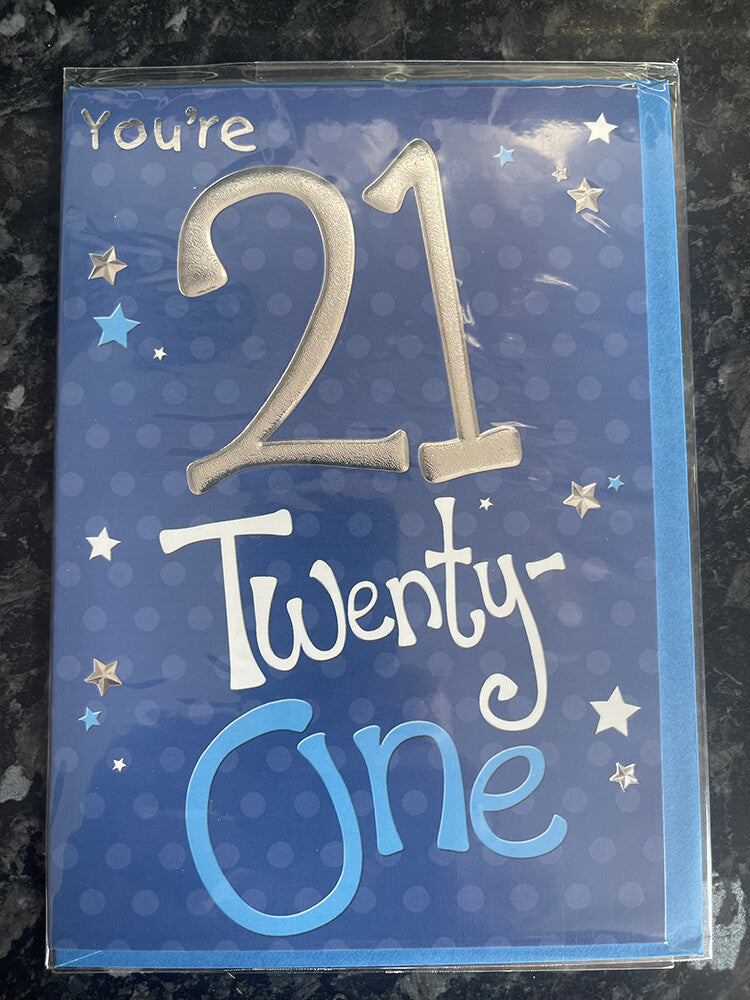 Happy 21st Birthday Card You're Twenty One Stars