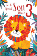 Son 3rd Birthday Card Age 3 Today Cute Lion Happy  Lovely Verse