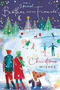 Christmas Card Special Brother & Fiancee Large Snow Scene 15x23cm