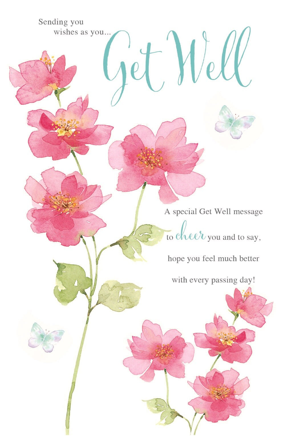 Get Well Greeting Card Sending You Wishes as You Flower Design
