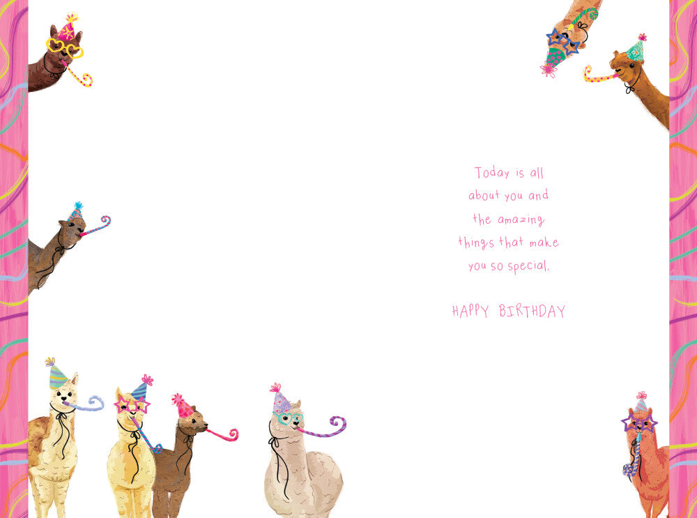 Female Cousin Birthday Card Alpacas 9" x 6" Lovely Verse