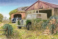 Land Rover Open Card New Roof Needed Tractor Barn Blank Birthday
