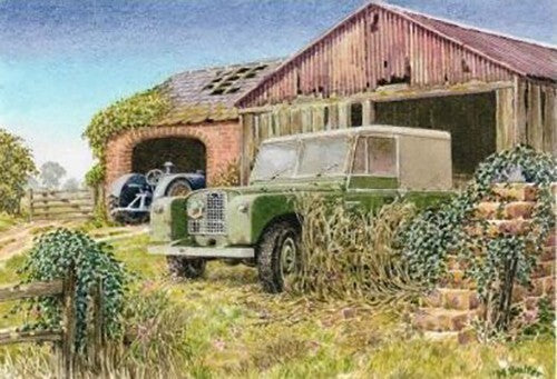 Land Rover Open Card New Roof Needed Tractor Barn Blank Birthday