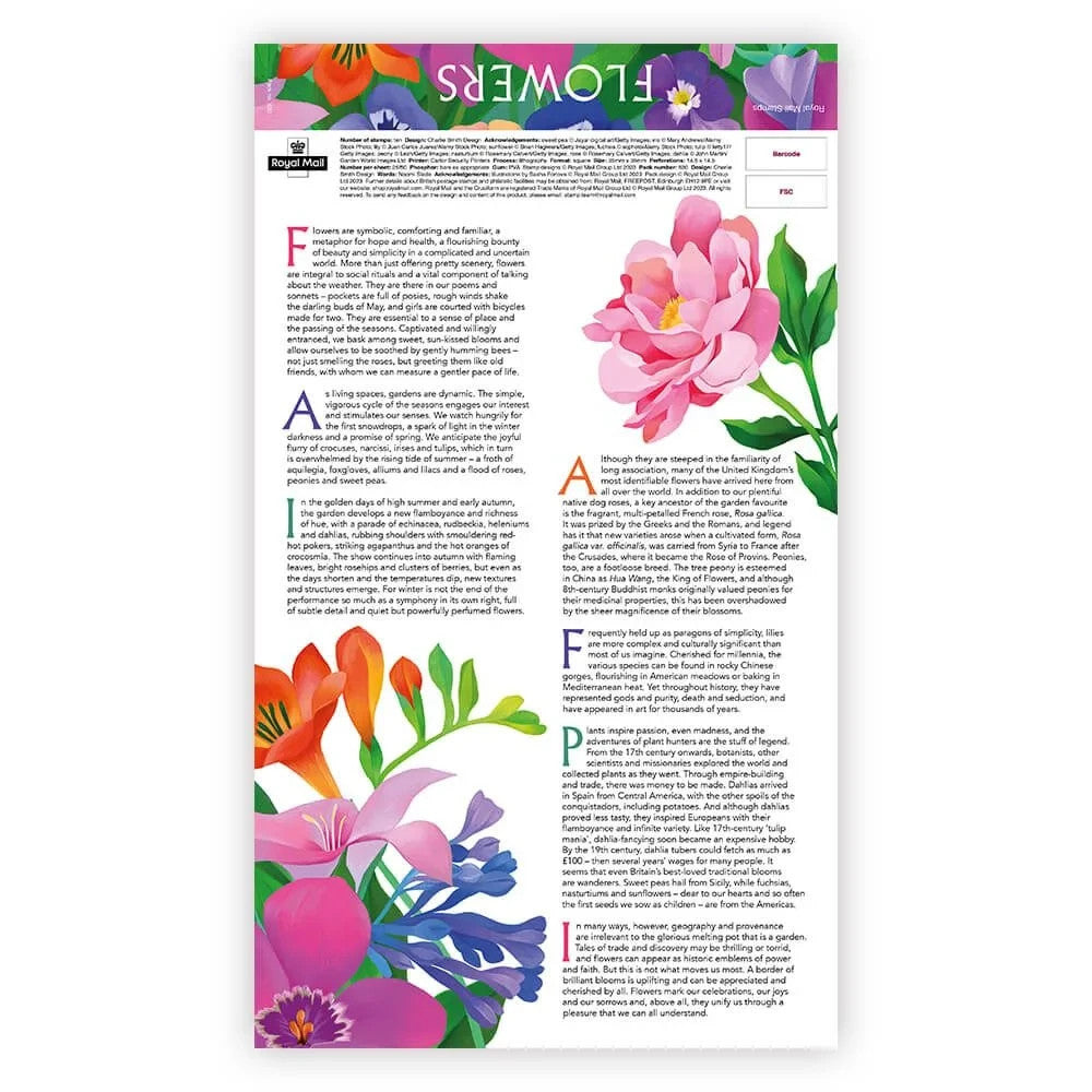 Flowers Stamps Presentation Pack (first King Charles III Stamps) from Royal Mail
