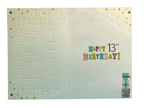 13th Happy Birthday Card 13 Today Teenager Gift Design Female Bright Vibrant