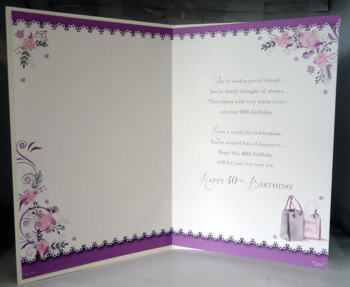 For A Special Friend On Your 40th 40 Happy Birthday Shopping Bags Phone Card