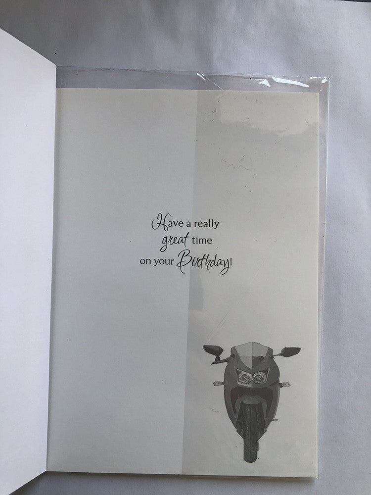 Friend Happy Birthday Card Special Red Motorbike & Block Words
