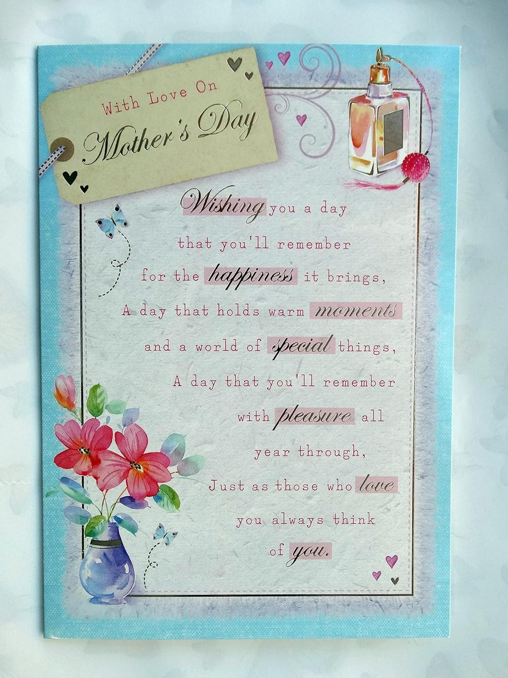 With Love On Mothers Day Perfume & Word Design Mothers Day Card