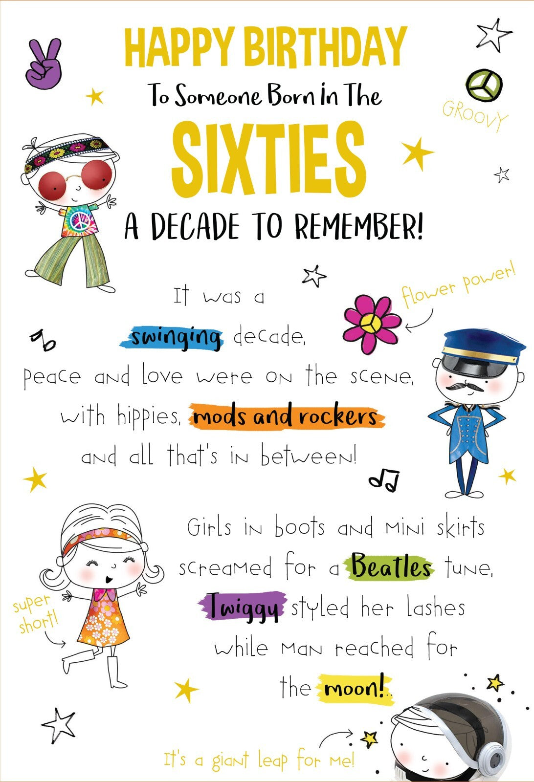 Someone Born In The 60's Happy Birthday Card A Decade To Remember 1960's