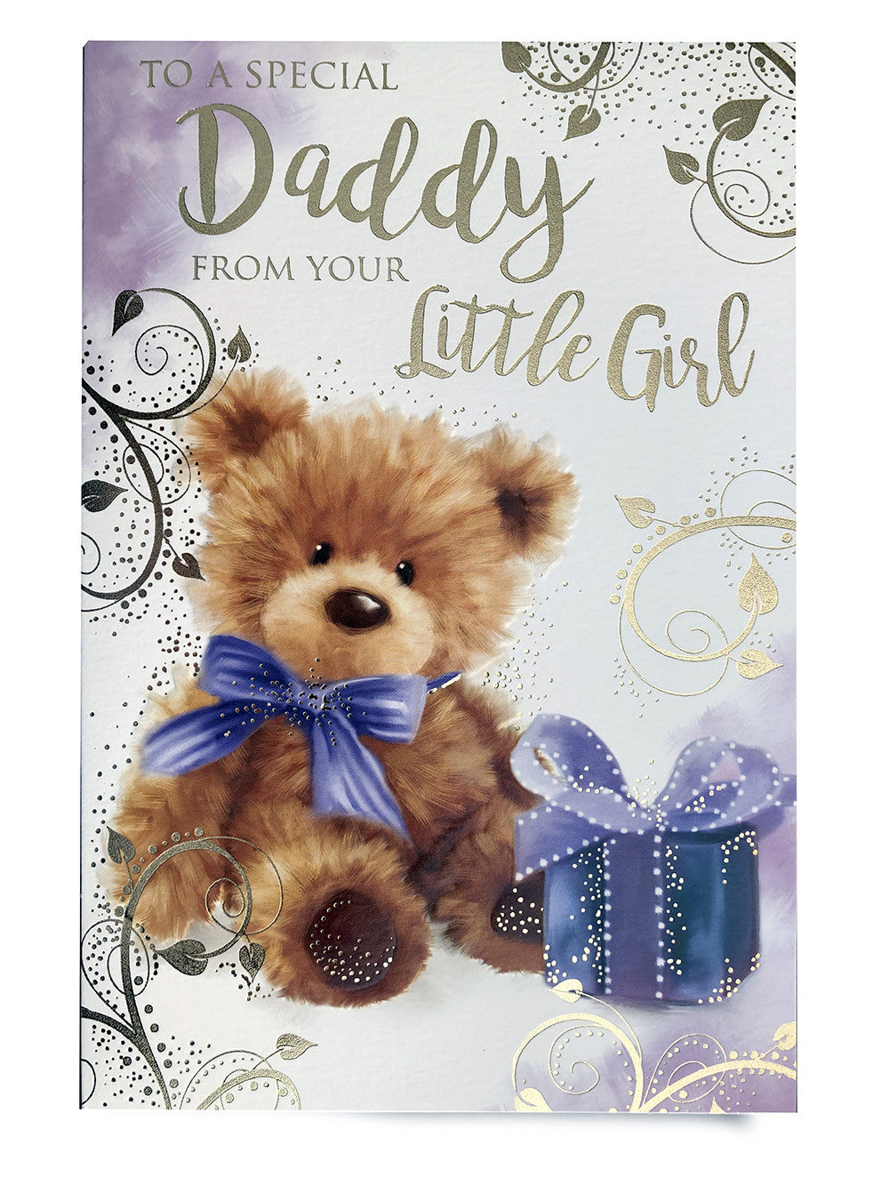 Daddy Birthday Card From Your Little Girl Bear & Present Design Lovely Verse