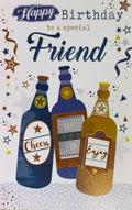 Birthday Card For Friend 13x19cm Cheers Bottles Design With Verse Inside