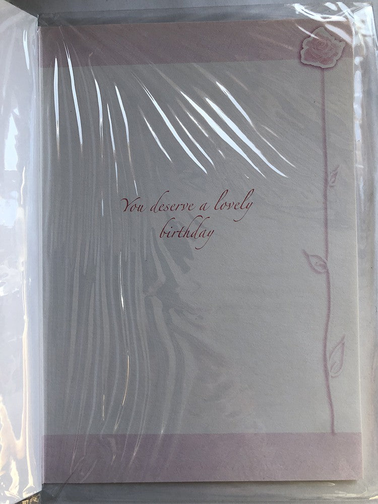 Friend Happy Birthday Card Special Pink Rose & Gliiter Words