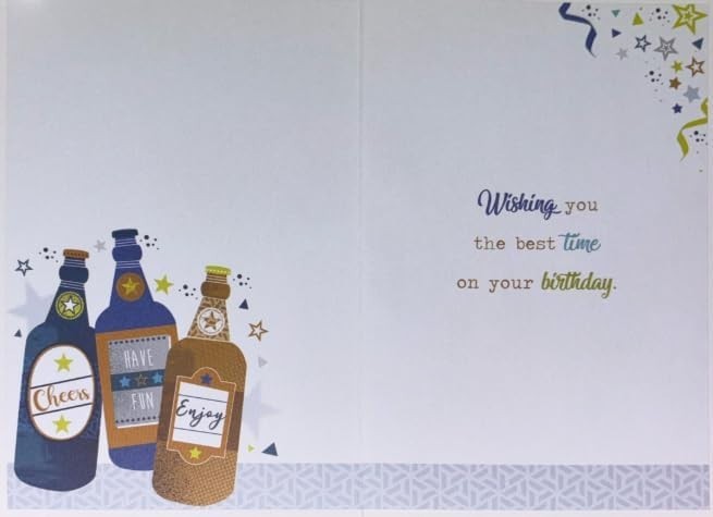 Birthday Card For Friend 13x19cm Cheers Bottles Design With Verse Inside