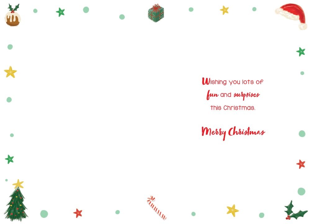 Uncle Christmas Card Modern Ho Ho Ho Gifts Tree Holly 7.5" x 5" Lovely Verse