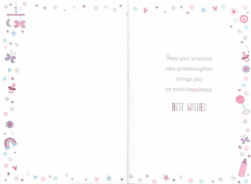 New Granddaughter Greeting Card  Pastel Baby Icons  15x23cm with Insert