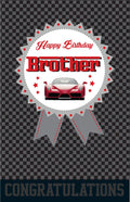 Brother Happy Birthday Card Rosette Sports Car Design Modern