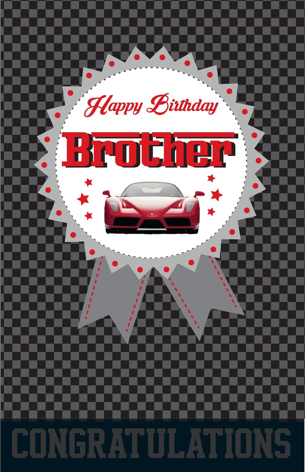 Brother Happy Birthday Card Rosette Sports Car Design Modern
